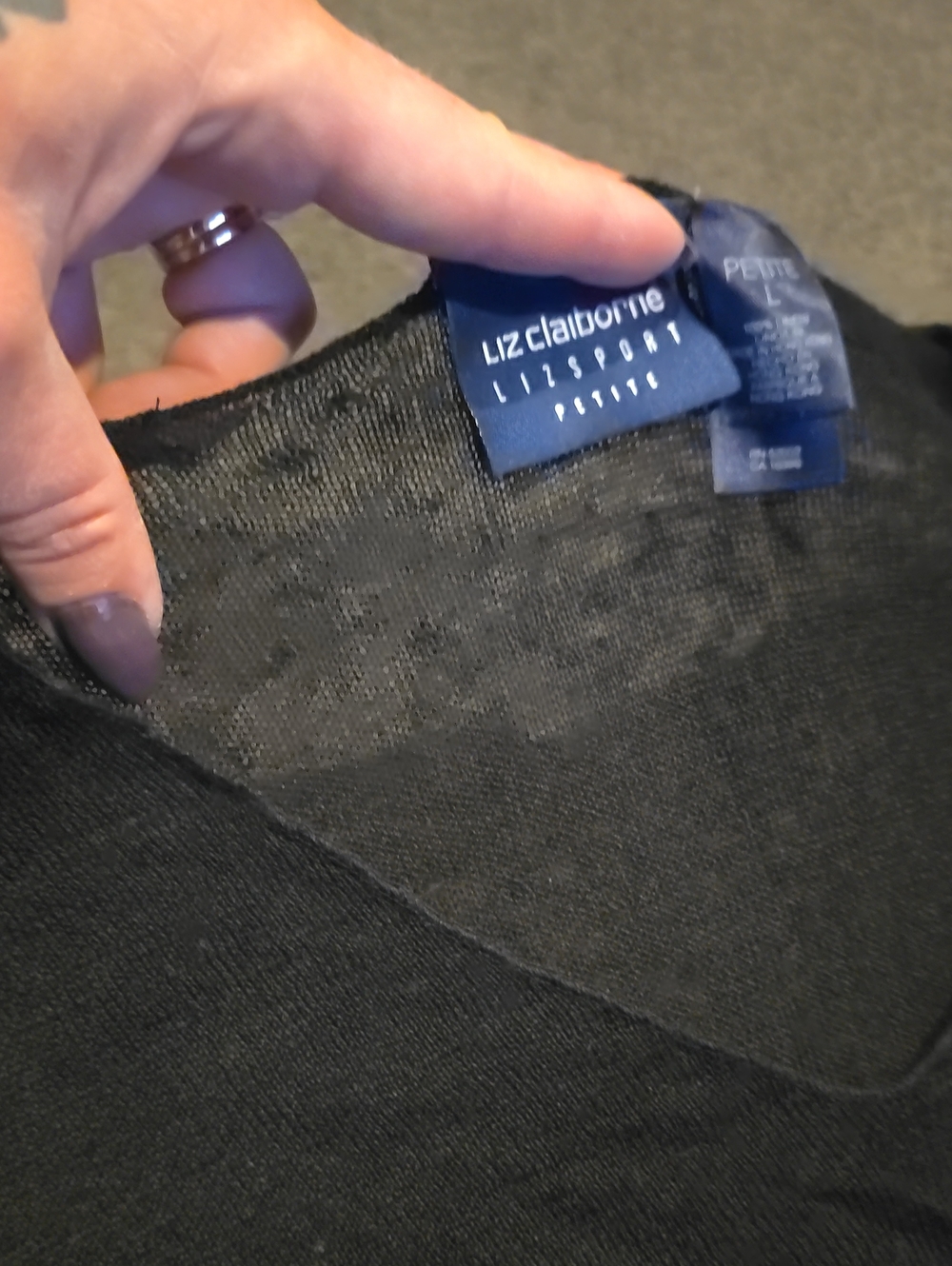 Liz Claiborne Black V‑Neck Sweater